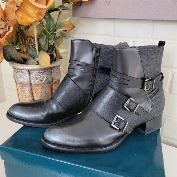 SOLD - MamZelle Black and Damask Grey Jimini Moto Boots EU 40/US 9.5 - Picture 3 of 10